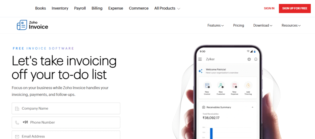 Zoho Invoice