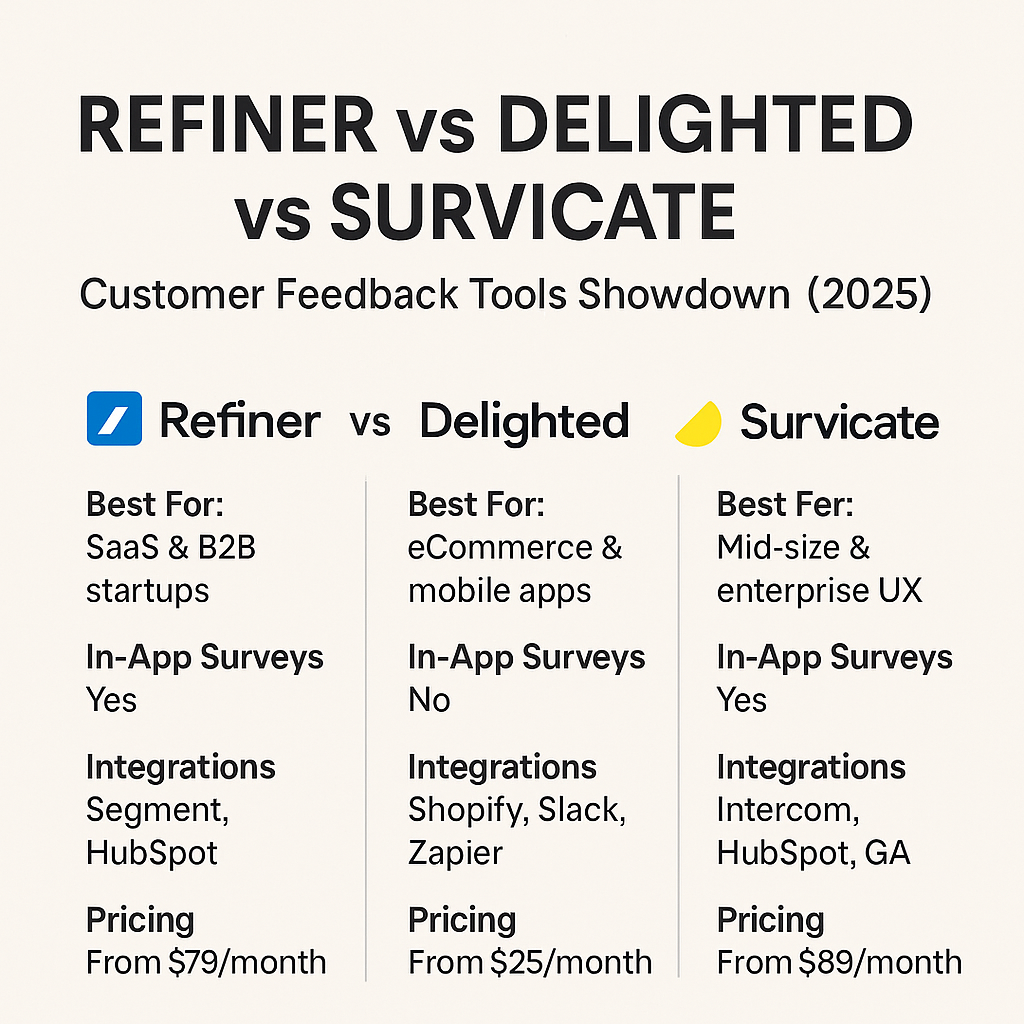 You are currently viewing Refiner vs Delighted vs Survicate: Customer Feedback Tools Showdown (2025)