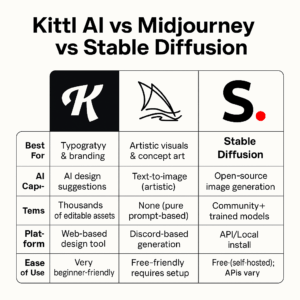 Read more about the article Kittl AI vs Midjourney vs Stable Diffusion: Best AI Design Tool in 2025?