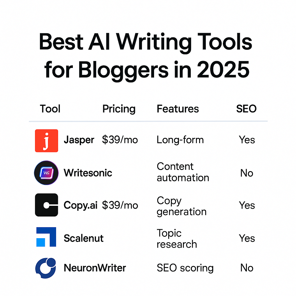 Read more about the article Best AI Writing Tools for Bloggers in 2025: Create High-Quality Content Faster