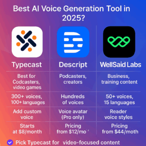 Read more about the article Typecast vs Descript vs WellSaid Labs: Best AI Voice Generator for 2025?