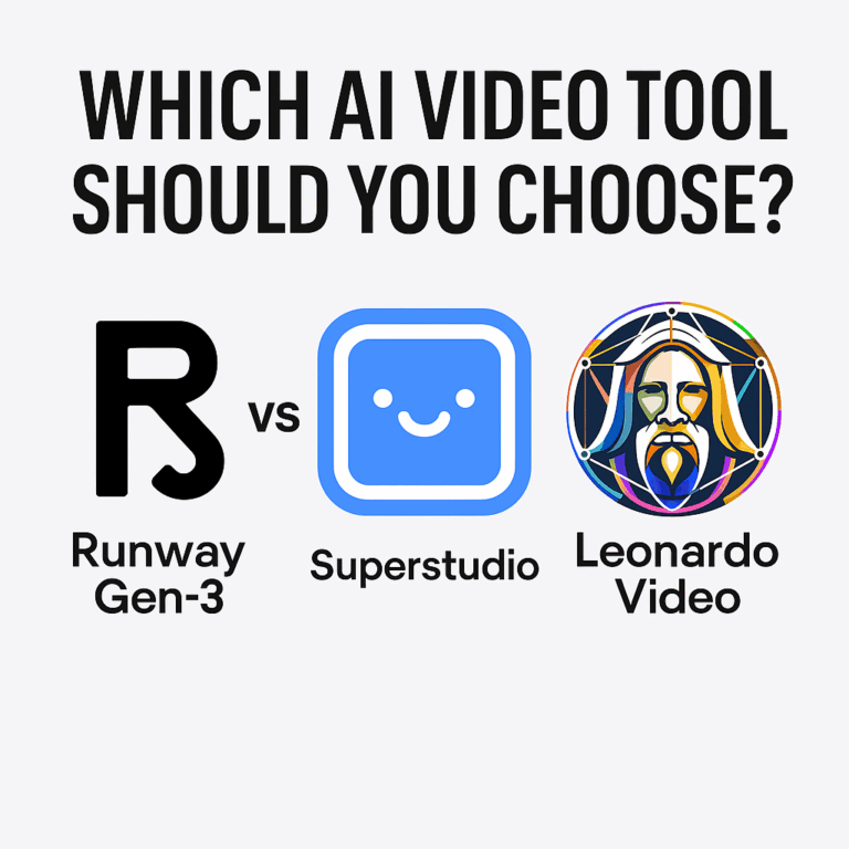Read more about the article Runway Gen-3 vs Superstudio vs Leonardo Video (2025) — Which AI Video Tool Should You Choose?