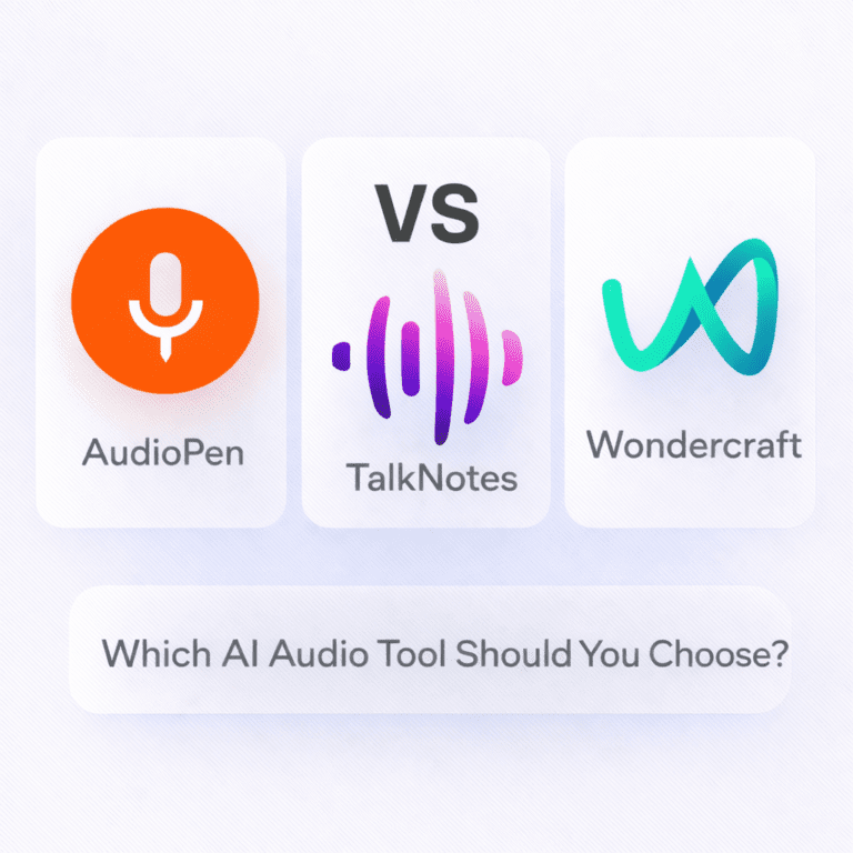 Read more about the article AudioPen vs TalkNotes vs Wondercraft — Which AI Audio Tool Should You Choose?
