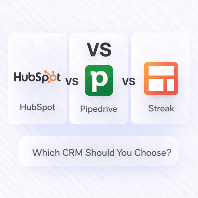 Read more about the article HubSpot vs Pipedrive vs Streak — Which CRM Should You Choose?